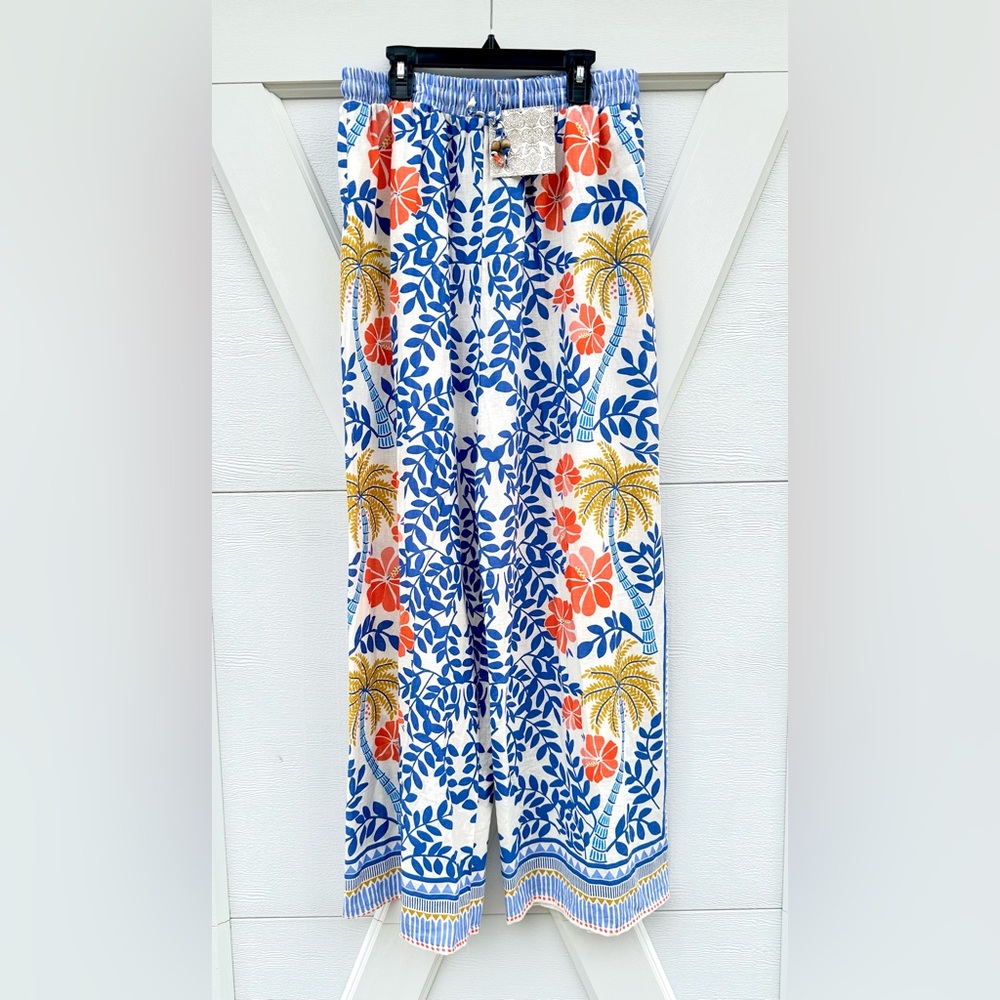 Haute Hippie Palm Hibiscus Wide Leg Pants